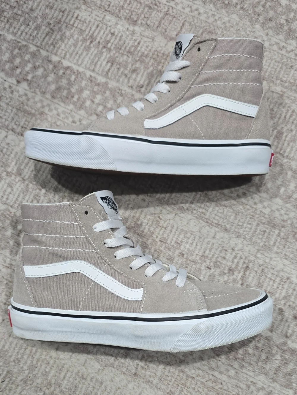Vans Sk8-Hi Suede High-Top Sneakers Taupe & White, Mens 6 Womens 7.5 Barely Used